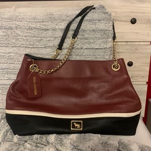 Emma Fox Vintage Leather bag with gold chain straps